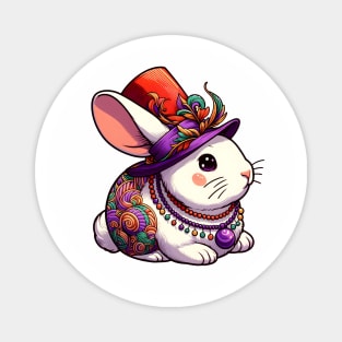 Mardi Gras Rabbit Magnet